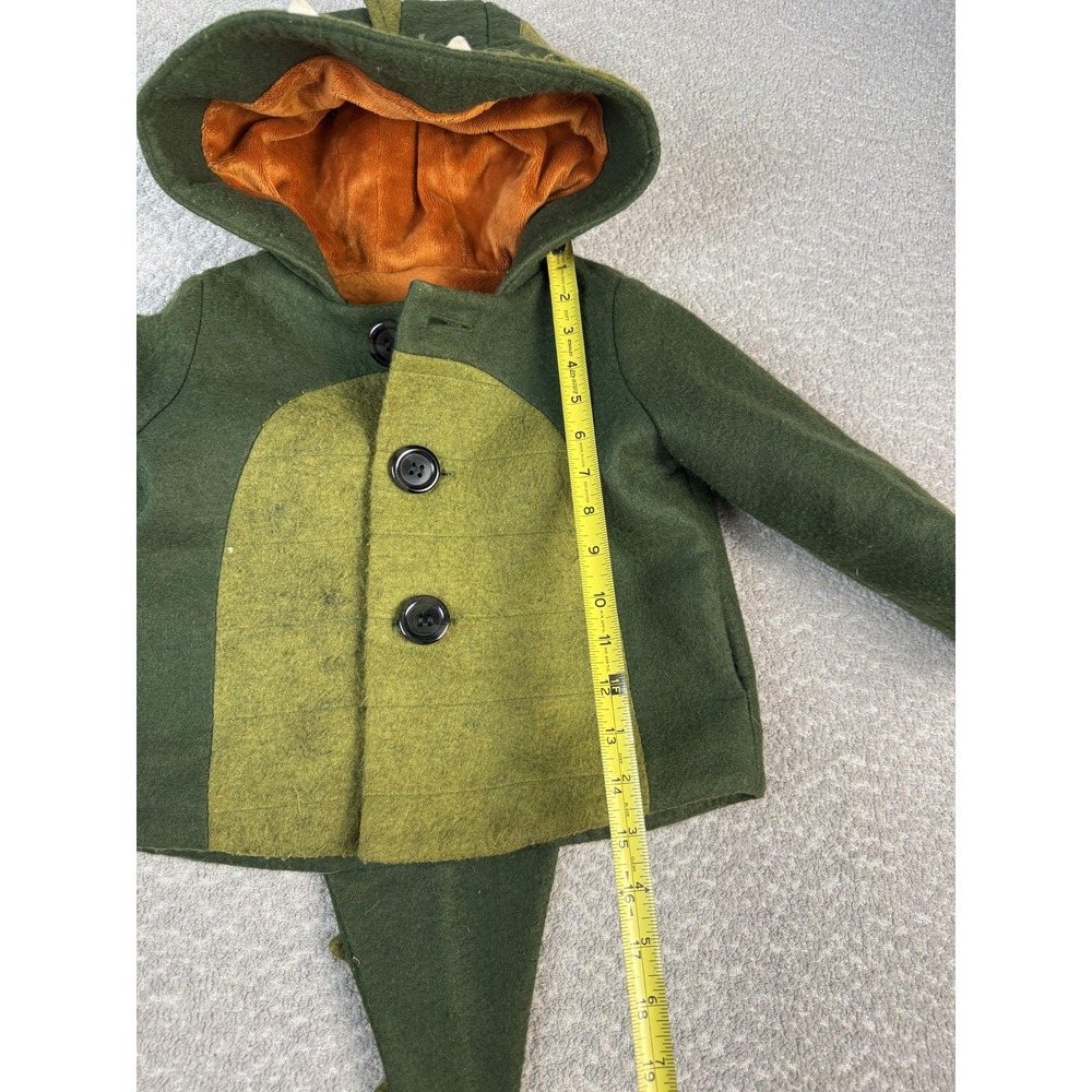 Little Goodall Coat Toddler 4 Green Wool Dinosaur Costume Hooded Tail Spikes - Picture 3 of 8